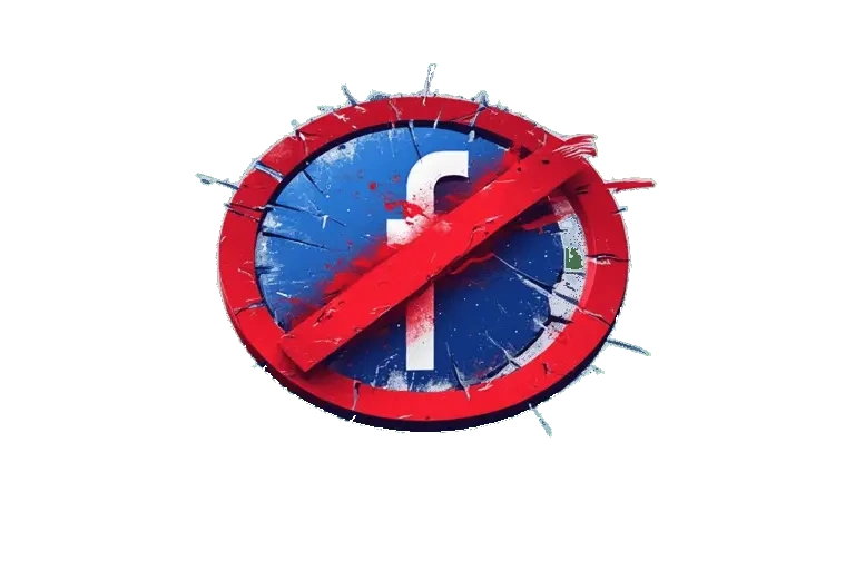 לוגו של פייסבוק מאחורי תמרור "אין כניסה"